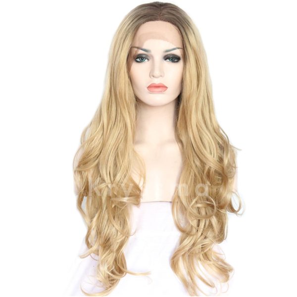 Dark Root Natural Ombre Blonde Wave Synthetic Lace Front Wig Gracie