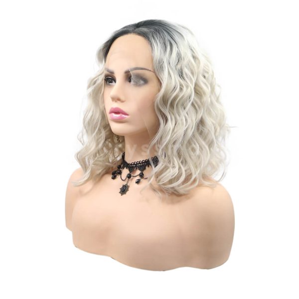 Ombre Blonde Bob Water Wave Synthetic Lace Front Wigs Ada