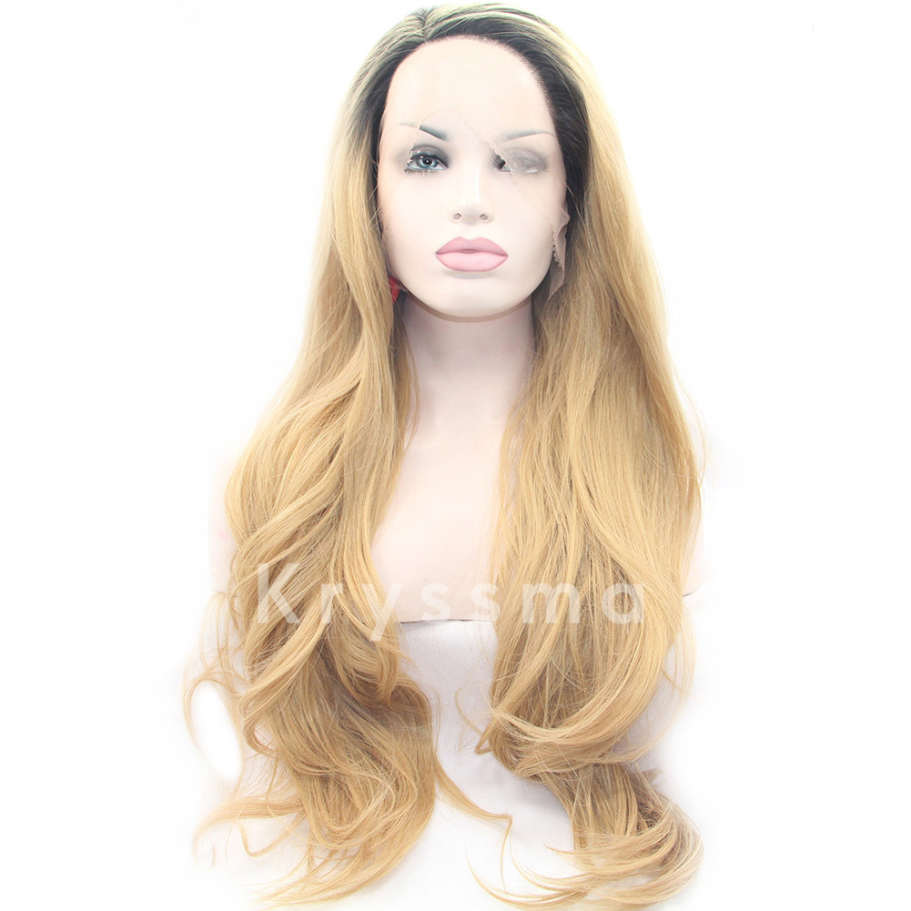 Ombre Blonde Wave Synthetic Lace Front Wigs - Amelia - Kryssma.com ...