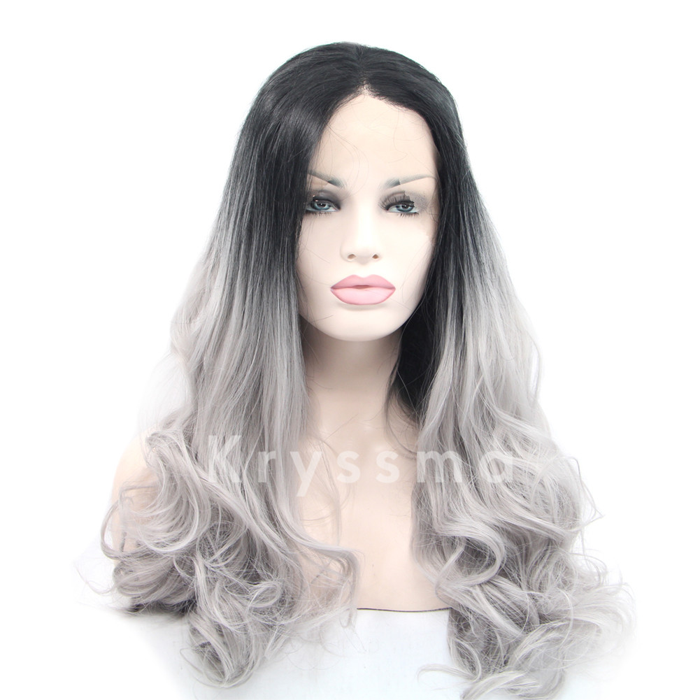 Ombre Sliver Wave Synthetic Lace Front Wigs - Ann - Kryssma.com ...