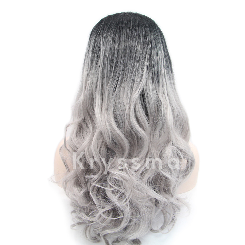 Ombre Sliver Wave Synthetic Lace Front Wigs - Ann - Kryssma.com ...