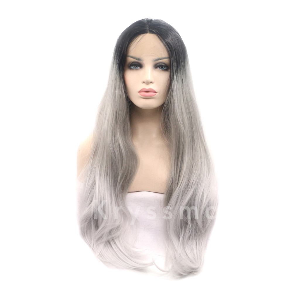 Ombre Sliver Straight Synthetic Lace Front Wigs- Betty - Kryssma.com ...