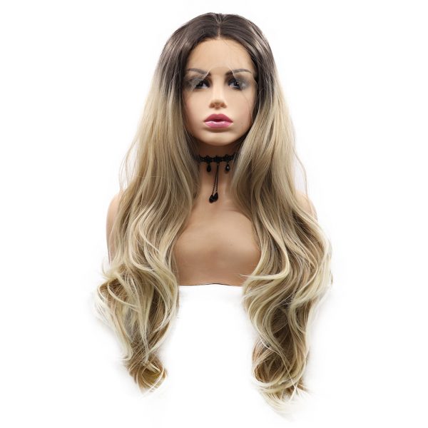 Ombre Blonde Dark Roots Wave Synthetic Lace Front Wigs Gianna Official Site‎ 