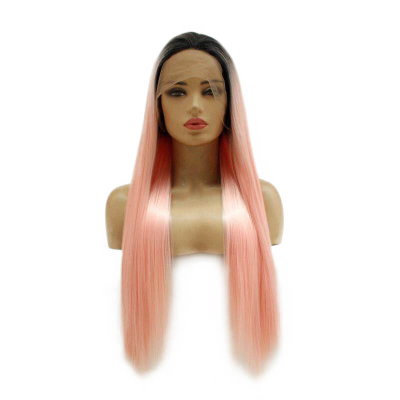 Ombre Pink Straight Synthetic Lace Front Wig Brooke Official Site‎